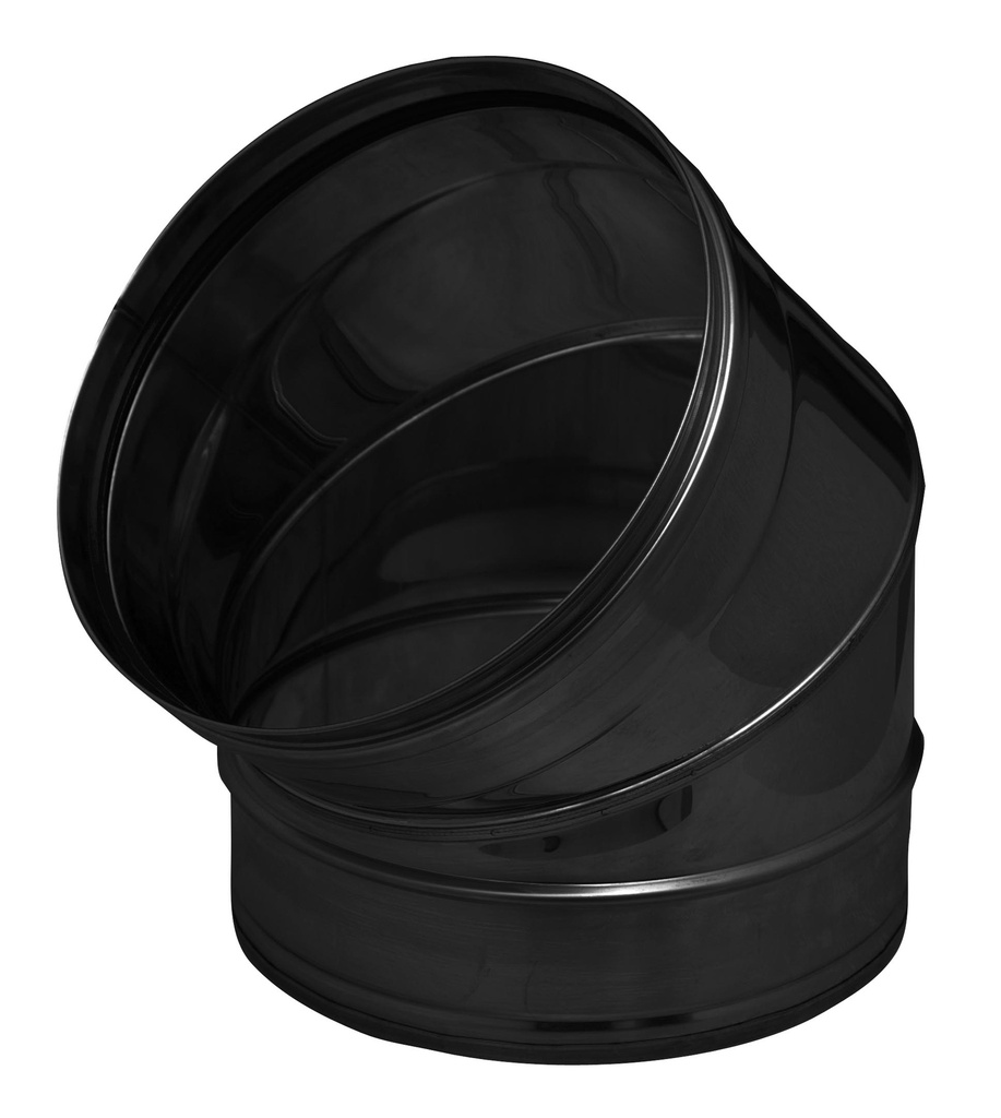 Inox (RVS) bocht 45° enkelwandig pellets black 