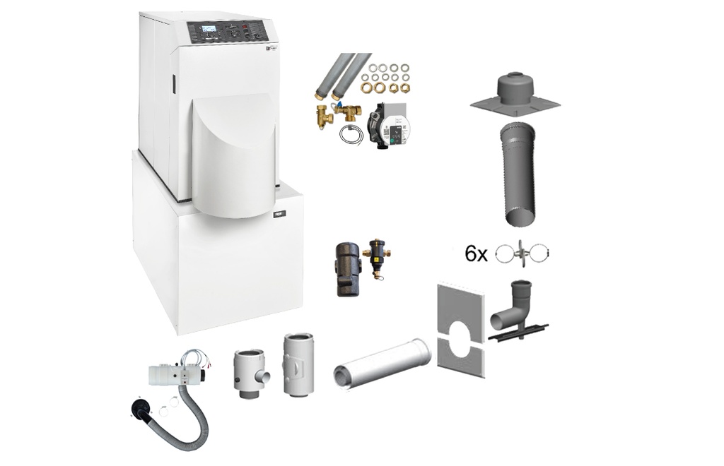 Ecoheat 25 kW ketel met horizontale opslagtank, basisset en accessoires