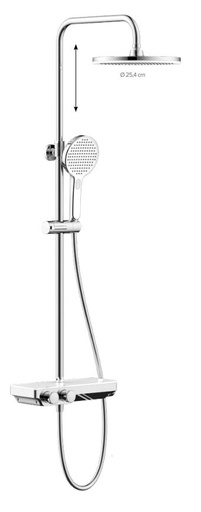 [90-509-0181] Système de douche avec étagère chromée