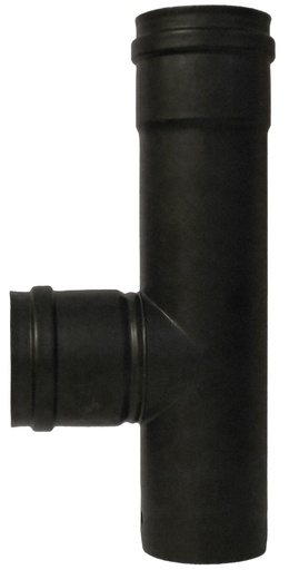 Inox (RVS) 90° T-stuk met vrouwelijke vertakking enkelwandig pellets black 